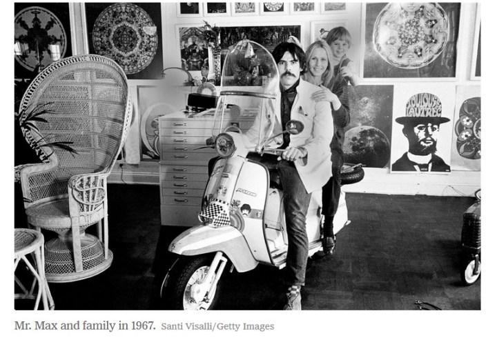 Peter Max on cycle with family in studio